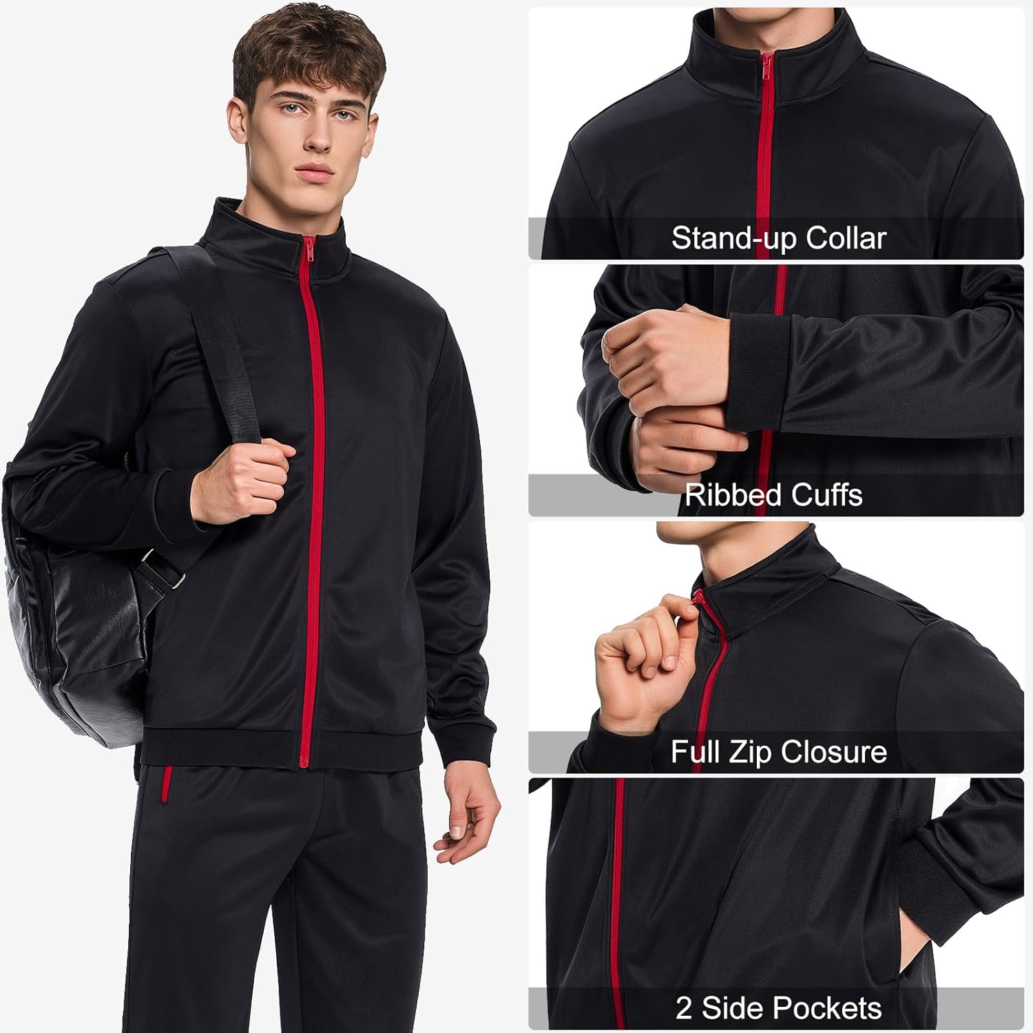 HODOSPORTS Mens Tracksuits 2 Piece Full Zip Jogging Running Suits SweatSuits for Men Shiny Sport Track Suits Sets - Image 5