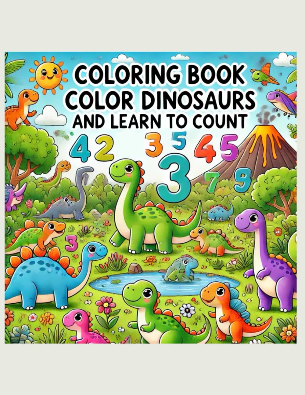 Coloring Book - Color Dinosaurs and Learn to Count: A Fun Counting and Coloring Book for Toddlers and Kids Ages 2-6 | Learn Numbers While Coloring Cute Dinosaurs