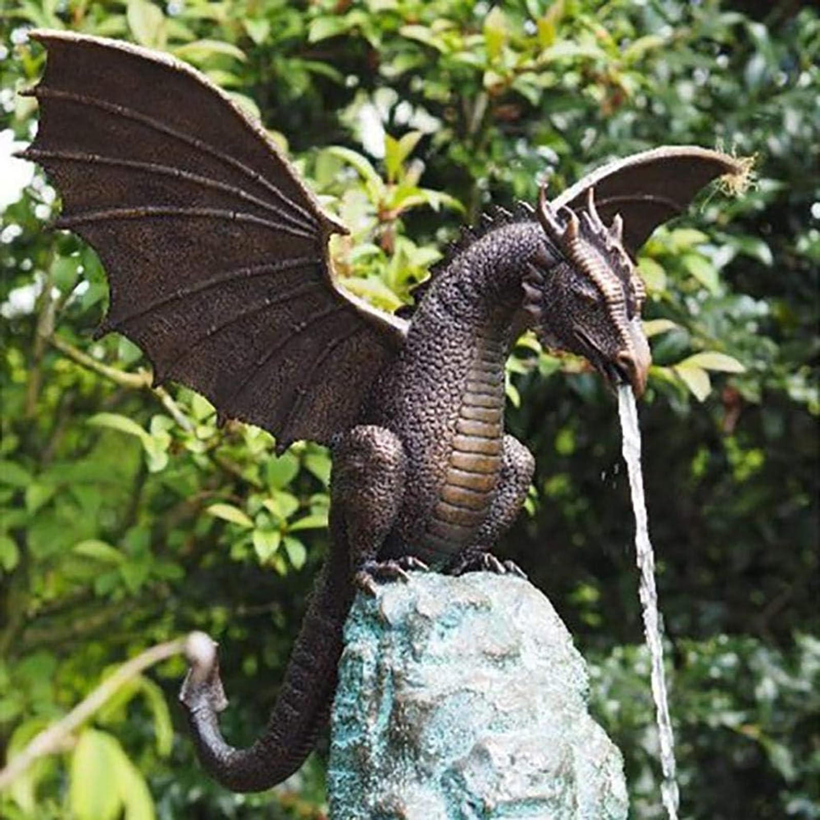Résine Naturelle Ornements de Fontaine d'eau Statue Rétro pour Aquarium Bassin Jardin