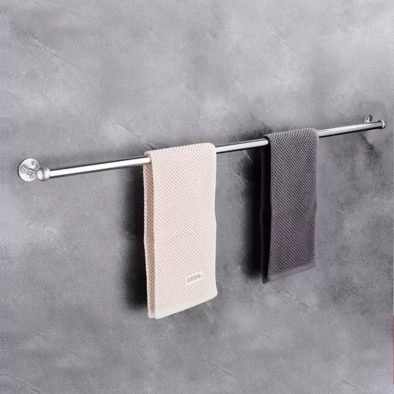 Barra para Toallas Redonda de Acero Inoxidable, riel para Toallas, Barra Individual, Soporte de Pared para baño o Cocina, Montaje con Tornillos, 30cm-120cm (Tamaño: 50cm)