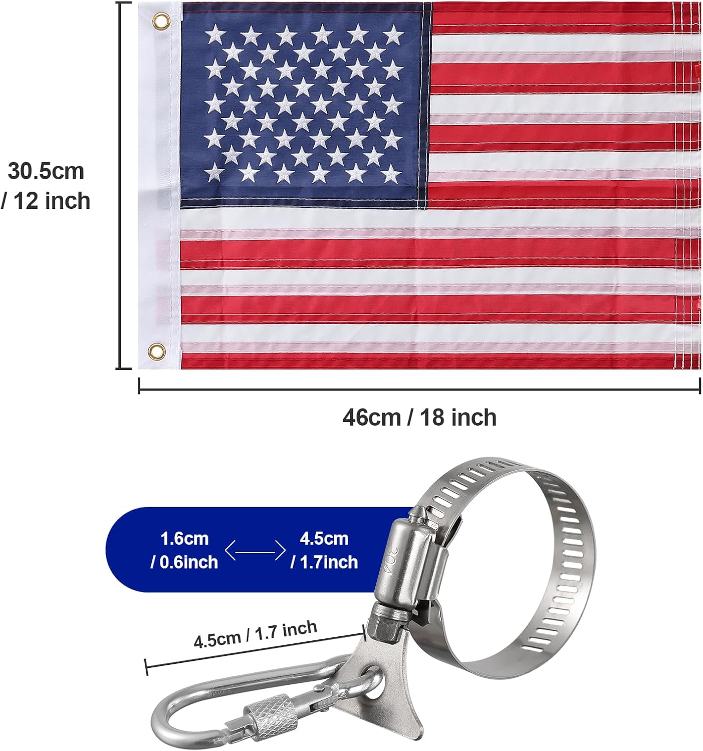 Small American Flag for Boat, 2 Pack American Flag Marine 12x18 Inches, Double Sided USA Flag with 2 Brass Grommets - Image 3