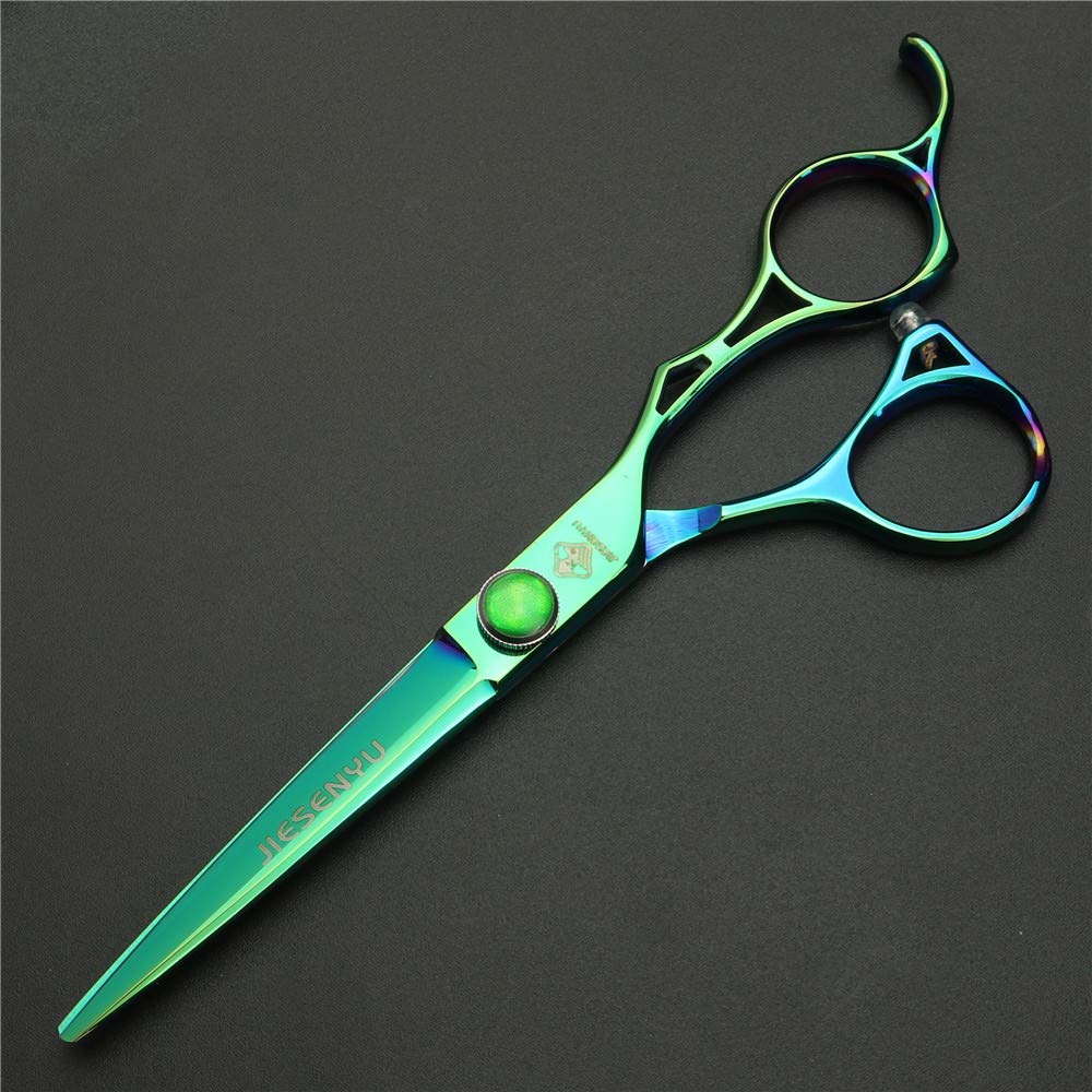 Jiesenyu - Forbici professionali da parrucchiere, 15,2 cm, in acciaio 440C, colore: Verde