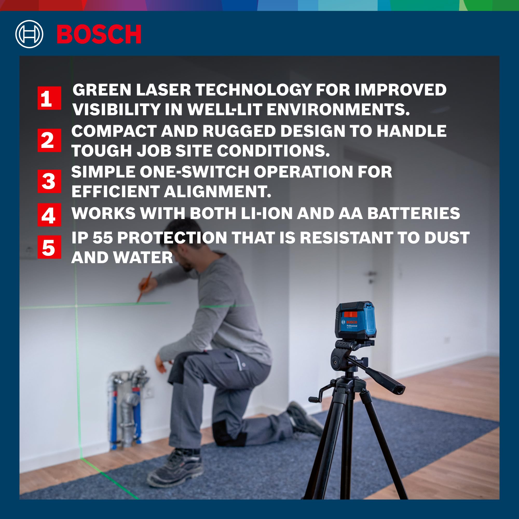 Bosch GLL 50 Laser Level - Green Laser, IP55 -3 Bosch GLL 50 Laser Level - Green Laser, IP55 -3