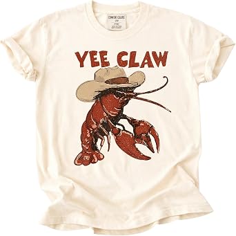 Yee Claw Crawfish Shirt, Funny Southern Tee, Western Cajun Shirt, Country Seafood Graphic, Garment Dyed Shirt