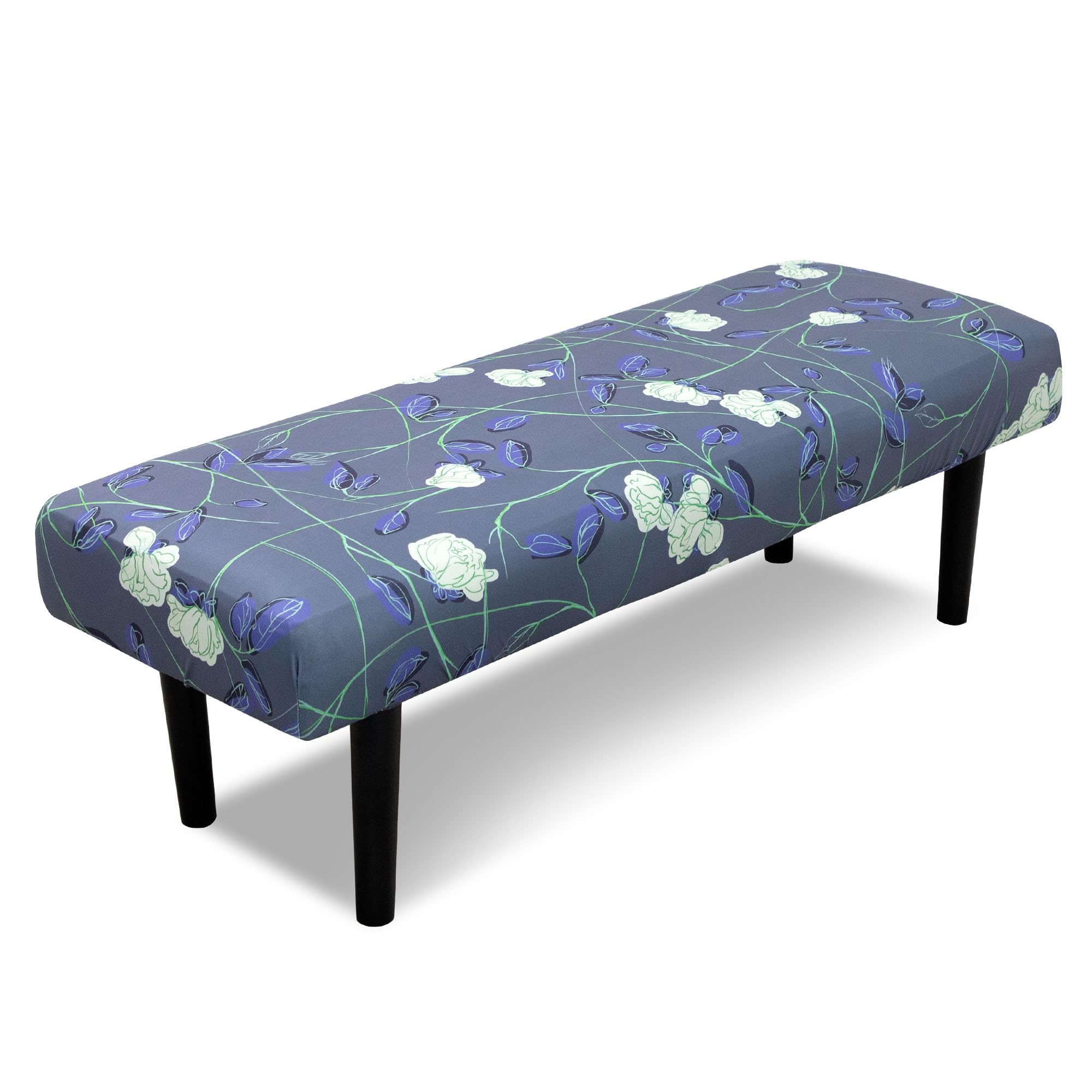 Stretch Bench Cover, Seat Cushion Protector, Washable Slipcover, Printed Rectangle Cover for Dining Room, Living Room, Kitchen (Lily)