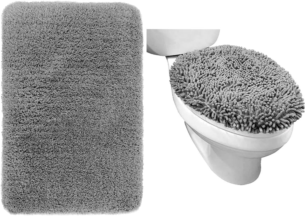 Gorilla Grip Premium Luxury Bath Rug and Toilet Lid Cover