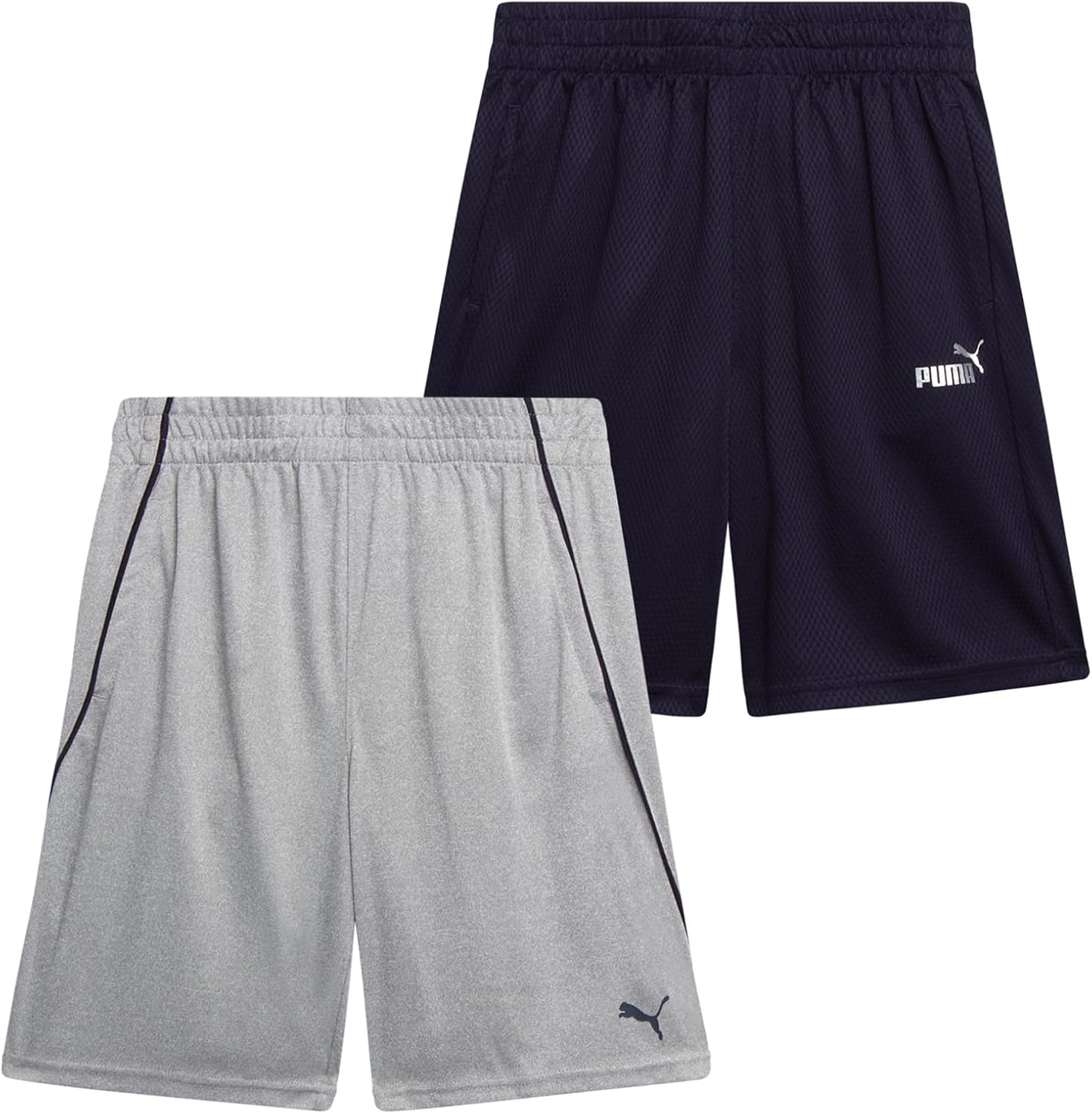 PUMA Boys Athletic Shorts - 2 Pack Active Performance Mesh Basketball Shorts for Boys (Sizes: 4-20)