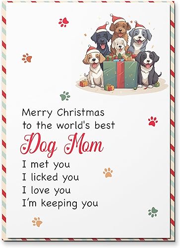 BlinkBlink Tarjeta de felicitación de Navidad para mamá de perro, tarjeta de felicitación de Navidad con sobre y sello, regalo divertido para mamá