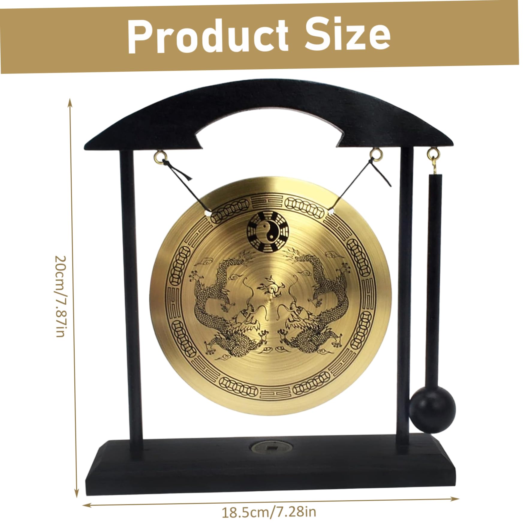 Desktop Gong 7.87x7.28x1.89 Ornamenti per Gong di Ottone Piccoli Decorazioni Creative Feng Shui per casa, Ufficio, Camera da Letto, Soggiorno, Ingresso