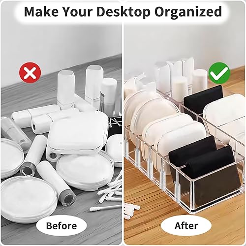 Miniatura 4 de Organizador de maquillaje acrílico desmontable de 8 compartimentos, organizador de maquillaje para cajón, perfume transparente, rubor, sombra de