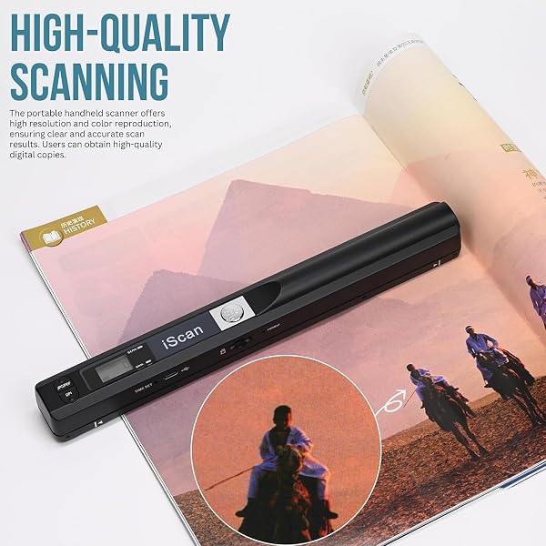 Portable Scanner, A4 Document Scanner, Photo Scanner with 16GB Memory Card, USB Connection for Computer, Black, LNKH09 - 5