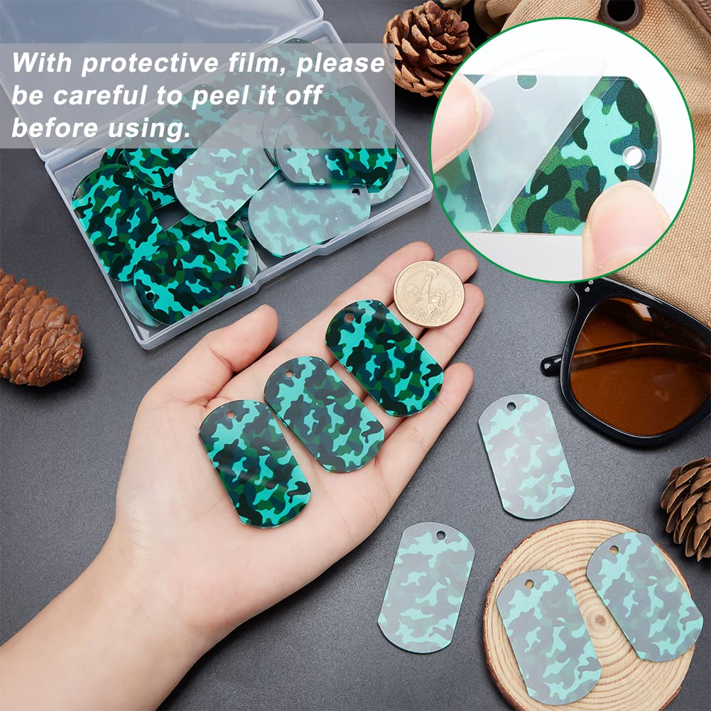 Wonderjune 30 Pack Camouflage Dog Tags With Beaded Chains - Army Party Decor, Soldier Men Dog Tags, 5x3cm Acrylic Tags With 70cm Stainless Steel Chains - View #9