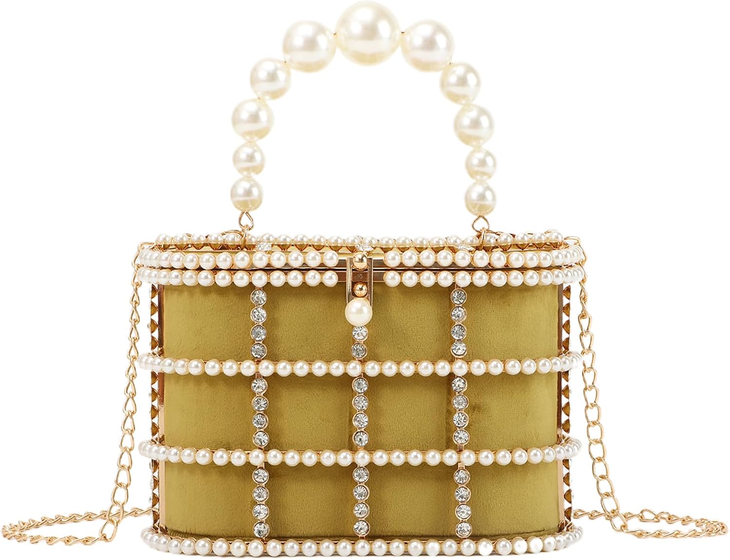 Lanpet Women Evening Handbag Clutch Purses Metal Crystal Bucket Bag for Wedding Prom Birthday Party