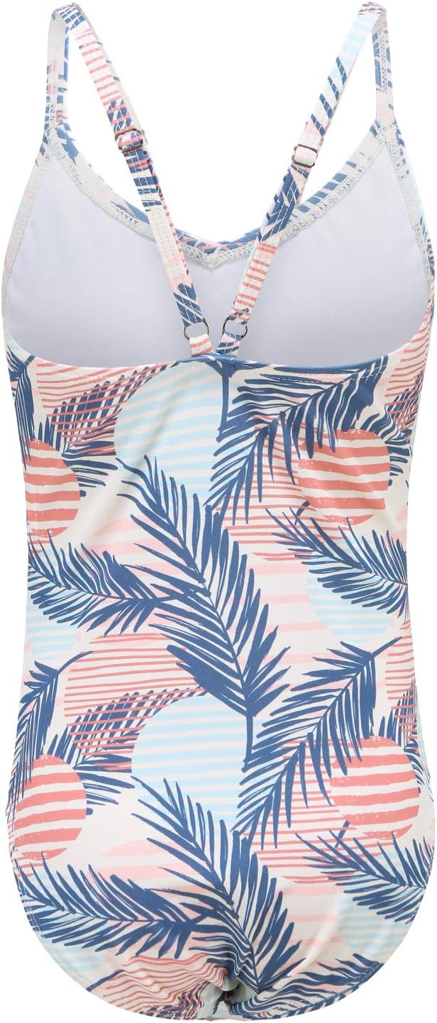 Girls One Piece Swimsuits Striped Rainbow Bathing Suit Swimwear - Image 2