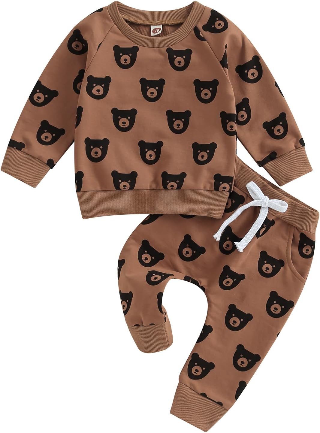 BagilaanoeFall Winter Clothes Infant Toddler Baby Boy Outfit Crewneck Long Sleeve Pullover Sweatshirt Pants Set