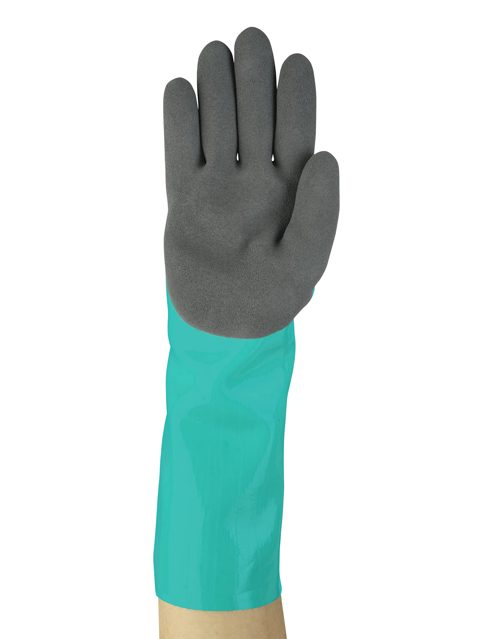 Ansell AlphaTec 58-735 Gants de Travail Nitrile Resistant Coupure, Produits Chimiques et Liquides, Gants de Protection Industriels, Travaux Lourds, Vert (6 Paires)