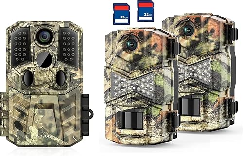 Cámara de rastro de 36 MP 1920P + 30 MP 1080P, paquete de 2 cámaras de juego con visión nocturna activada por movimiento de 0.2 s, tiempo de disparo