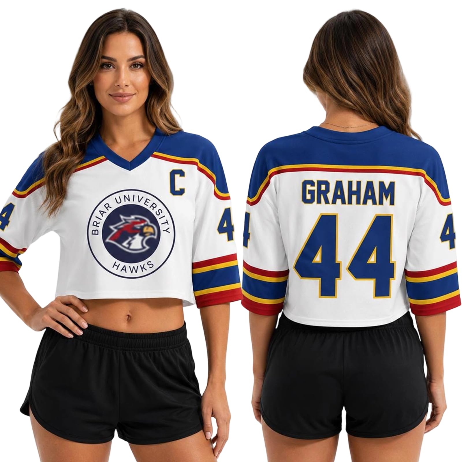 Off Campus Hockey Jersey Women Graham 44 & Logan 22 & Tucker 46 & Dean 66 Briar U Hockey Shirts Short Sleeve Briar University Shirts Sports Y2K Crop Tops Off Campus Merch for Fans