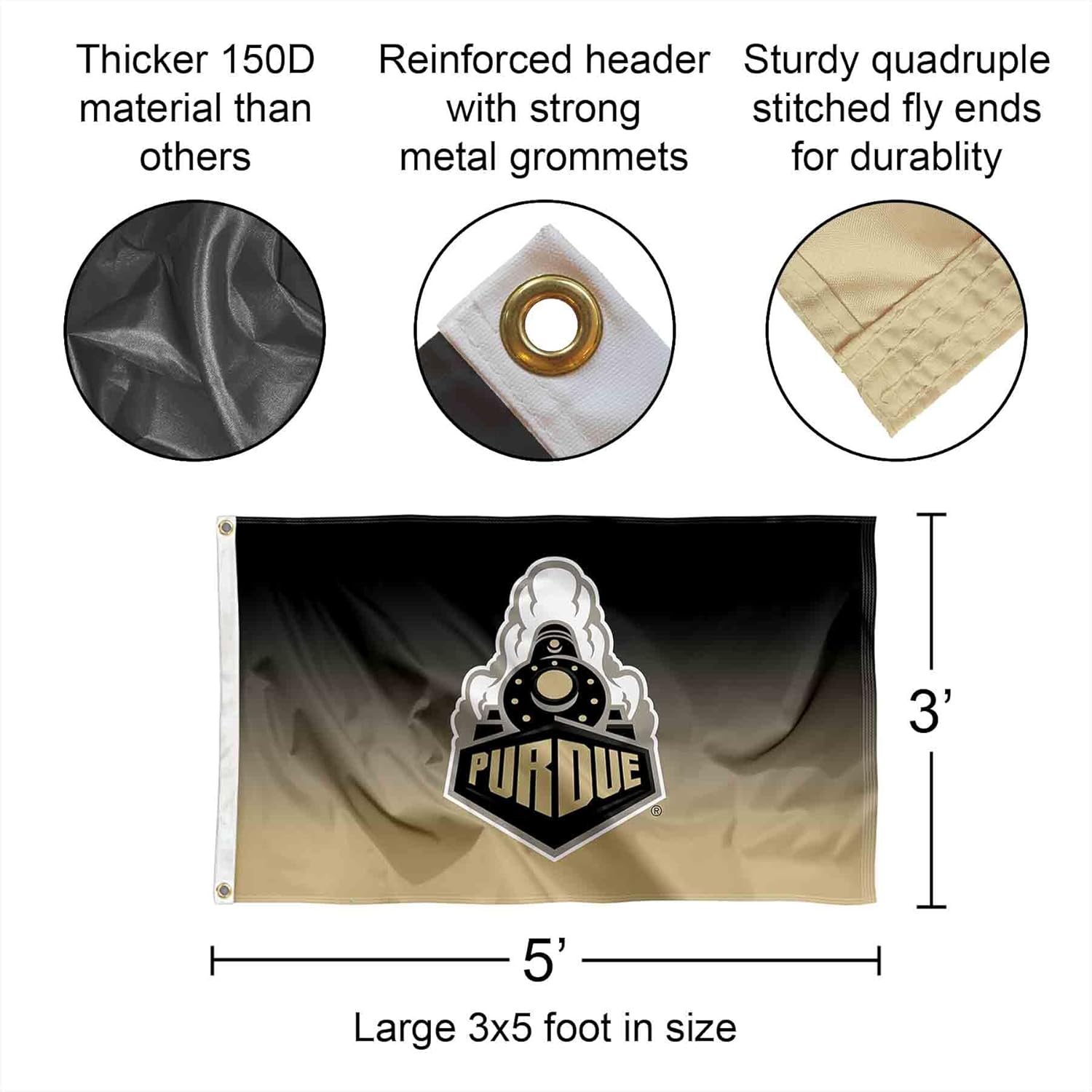 Purdue Boilermakers Two Tone Gradient Flag