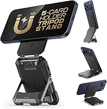 SUPCASE for MagSafe Wallet with Stand, Magnetic Wallet for Men, [Hold 5 Cards] [Adjustable Stand] [RFID Blocking] Phone Credit Card Holder Tripod for iPhone 17/16/15/14/13/12 Series, Black