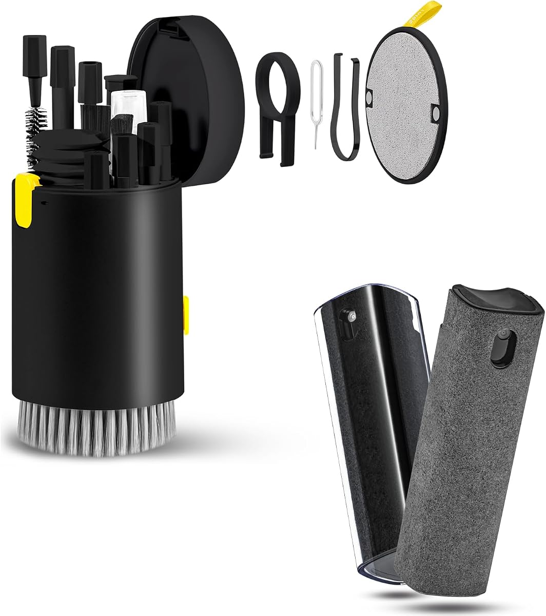 Limpiador de pantalla en aerosol y toallita para monitor de computadora portátil y pantallas de automóvil, kit de limpieza de teclado para computadora portátil walrfid para teléfono Airpod, iPhone, computadora, MacBook