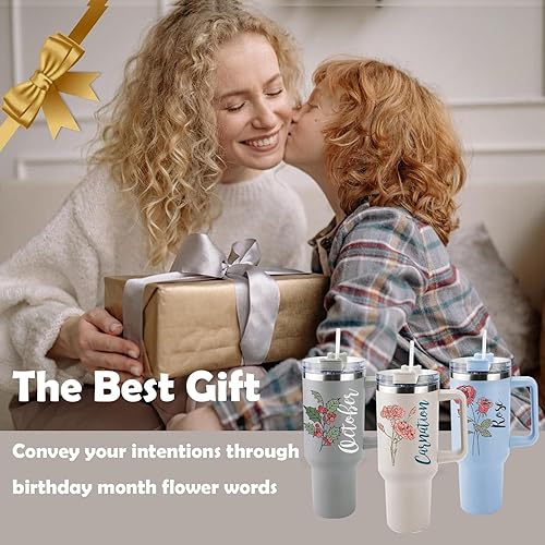 Miniatura 8 de Vaso de 40 onzas con asa y pajita, taza de viaje de café para regalo, apto para portavasos y aislamiento a largo plazo, color azul