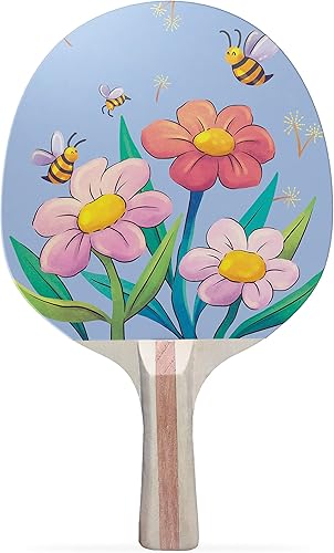 Bee & Flowers - Raqueta de ping pong de diseño colorido, raqueta de tenis de mesa prémium de 5 capas (negro en la parte trasera)