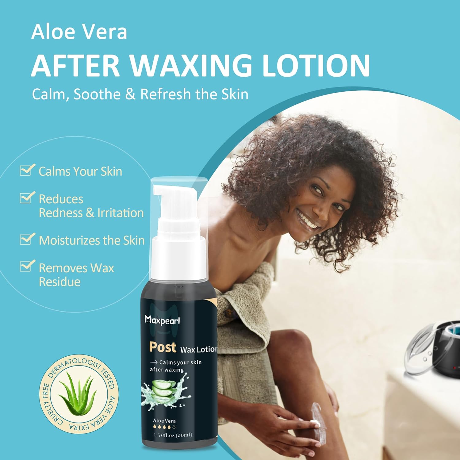 Maxpearl Aloe Vera Post Waxing Lotion bottle