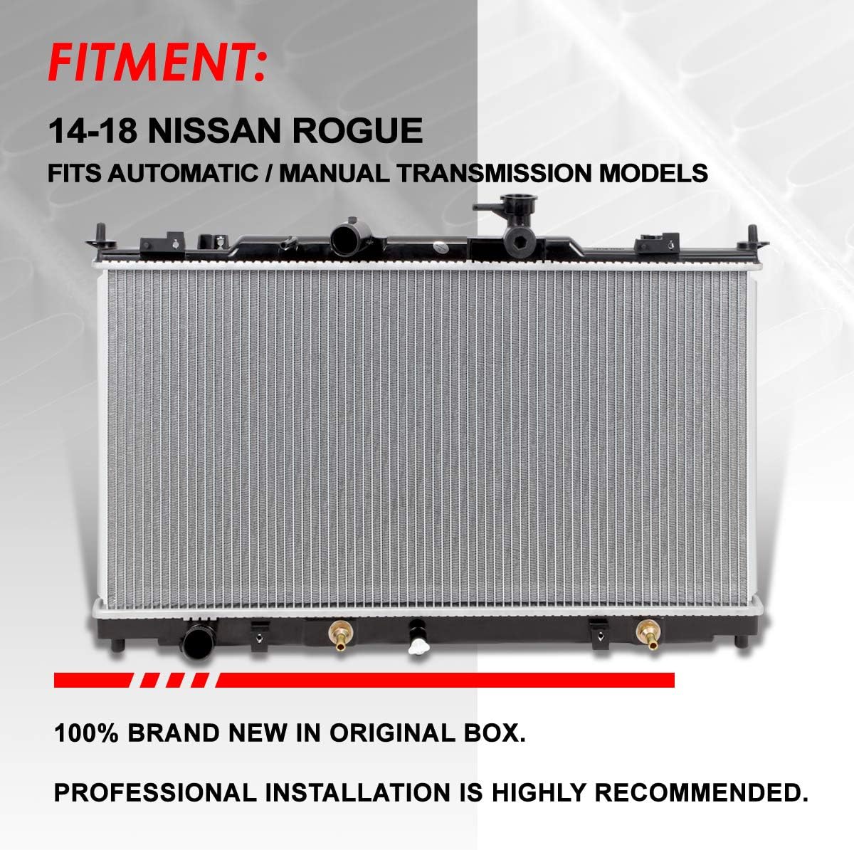 Auto Dynasty Radiator Compatible with 2014-2018 Rogue X-Trail AT/MT, DPI 13431 Factory Style 1-Row Cooling Radiator, Aluminum Core