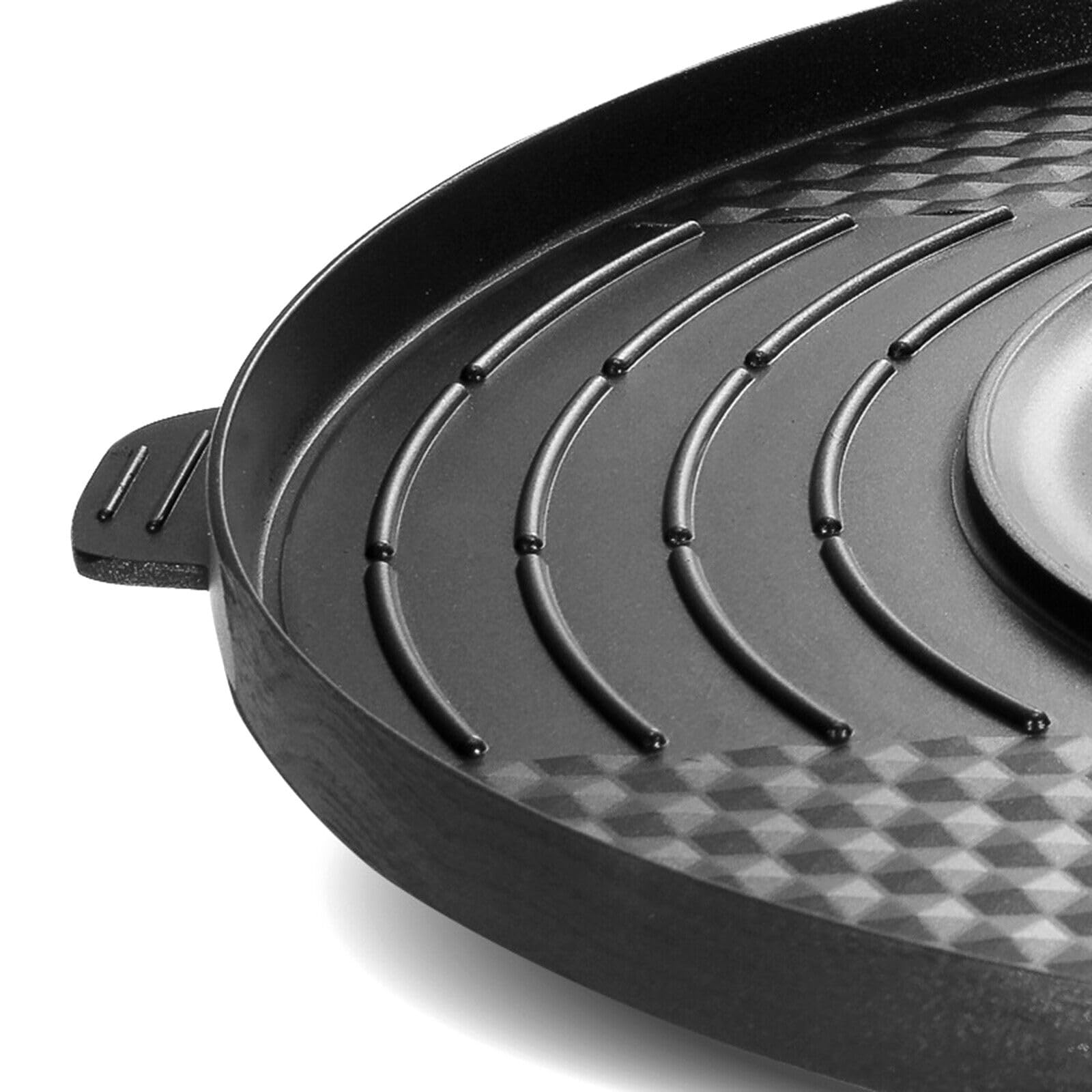 Hot Pot BBQ Poêle à griller électrique 2 en 1 2200 W Hotpot multifonction Poêle à frire double séparation ronde Four de table Grill sans fumée Noir