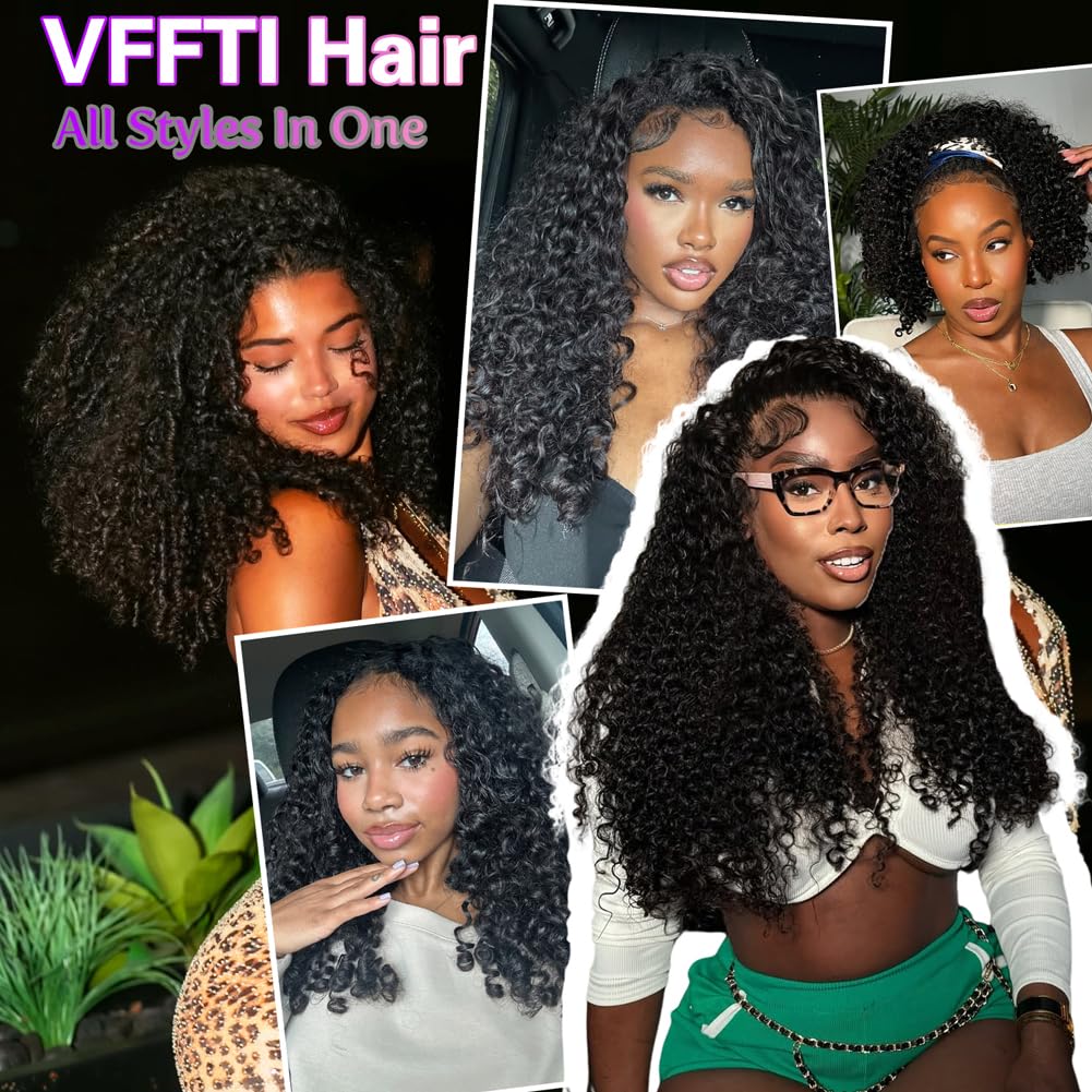 Wear Go Burmese Curly Half Wig Human Hair 22 Inch Glueless Wigs Human Hair 200% Density Curly 3 In 1 Half Wigs for Women Burmese Curly Drawstring Seamless Flip Wig Invisible Hairline