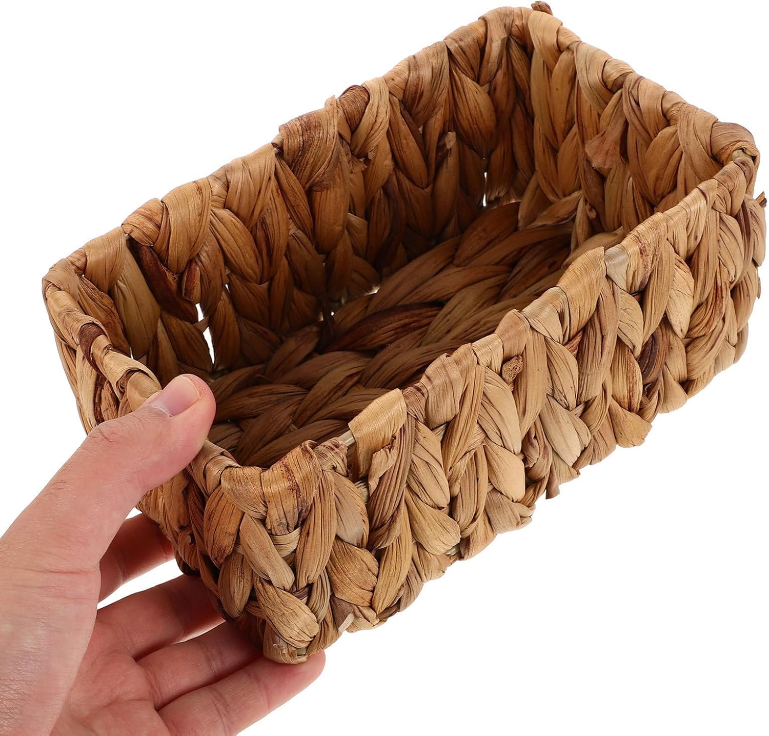 2pcs Hand Woven Water Hyacinth Organizer Baskets, Rectangular
