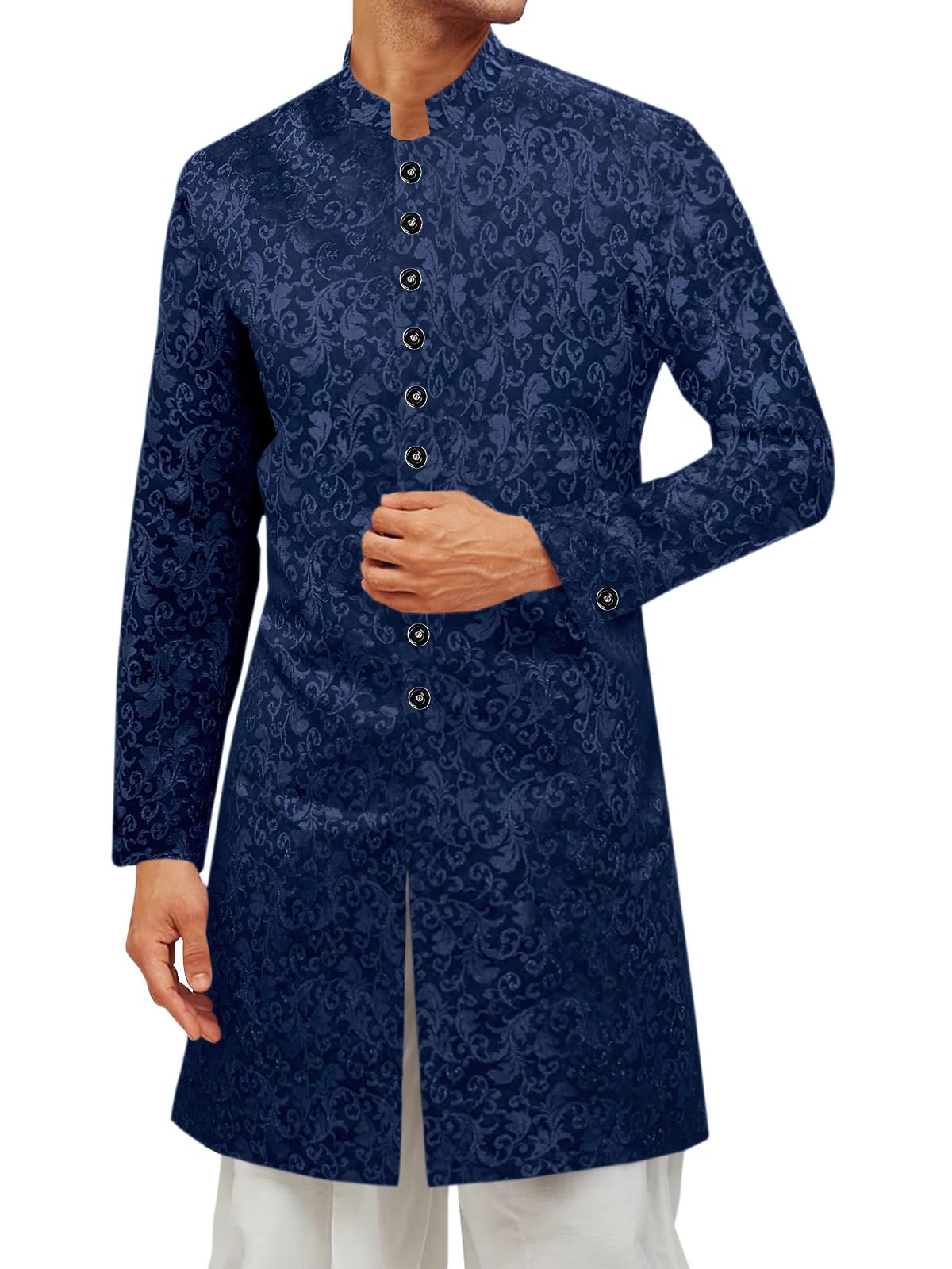 Runcati Mens Kurta Sherwani Coats Kaftan Indian Ethnic Royal Suits Mandarin Collar Wedding Festive Party Blazer