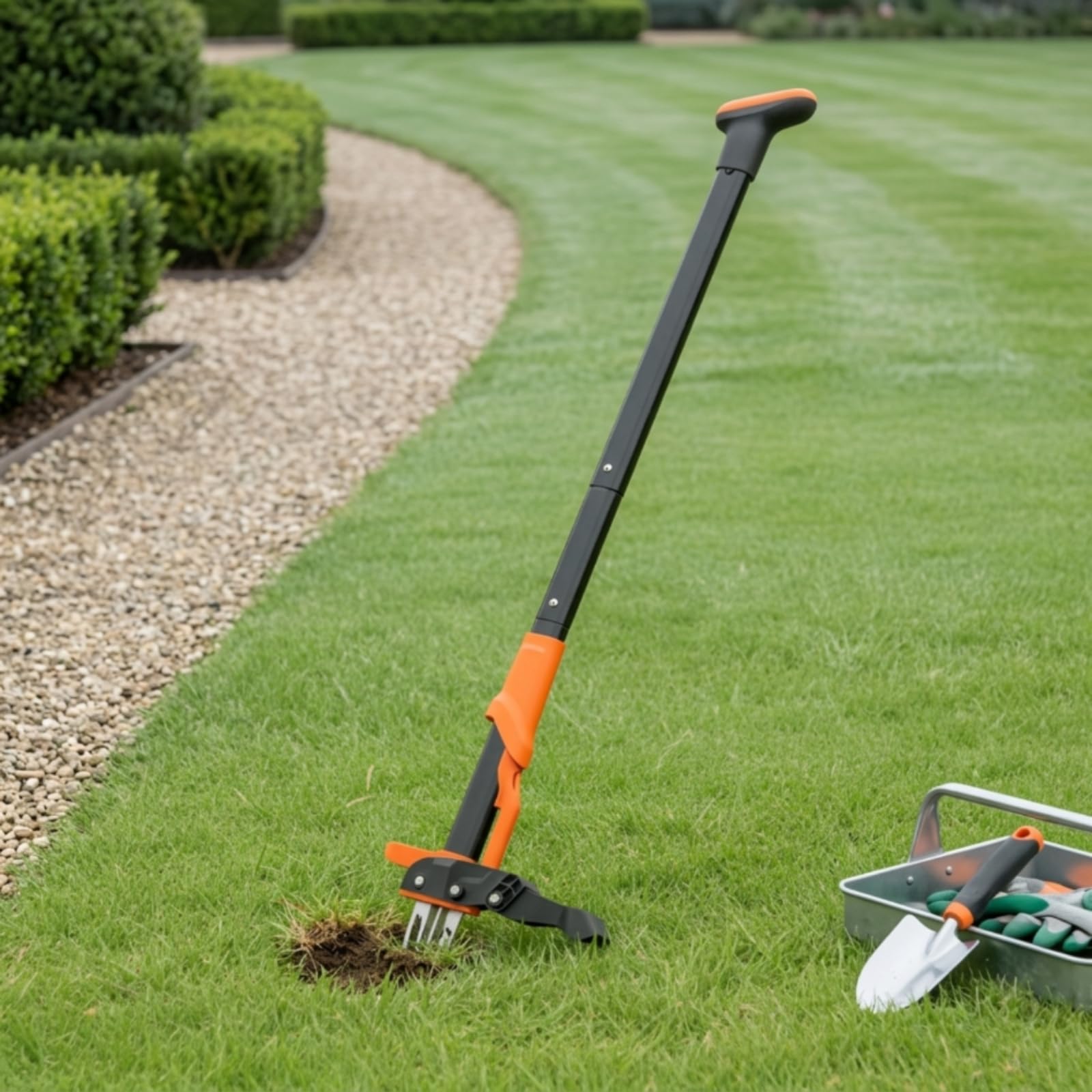 kowaku Arrache-Mauvaises Herbes avec Pédale Ergonomique Désherbeur à Long Manche Robuste Désherbeur à Pied pour Jardiniers, Seniors, Jardin, Pelouse