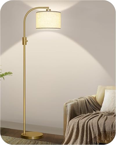 Nintiue lampadaire sur pied salon Doré, 165cm Arc lampe s…