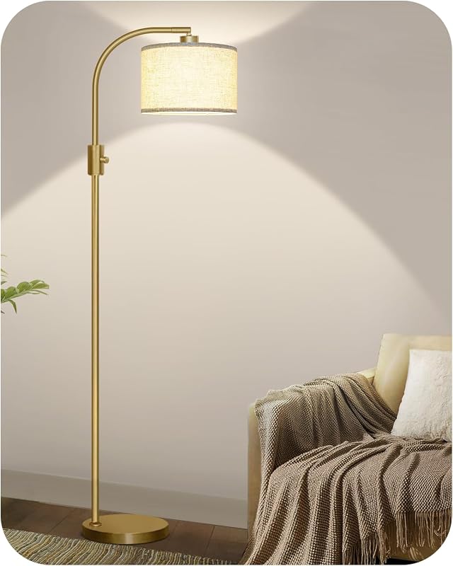 Lampadar Nintiue pentru Living, Lampă Curbată Aurie de 165 cm, Luminozitate Reglabilă, Lampă de Podea Modernă