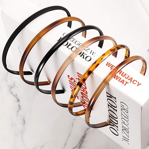 Miniatura 2 de WILLBOND 6 diademas de plástico para mujer, diadema fina con dientes, bandas lisas para la cabeza para Halloween, Navidad, cabello de mujer