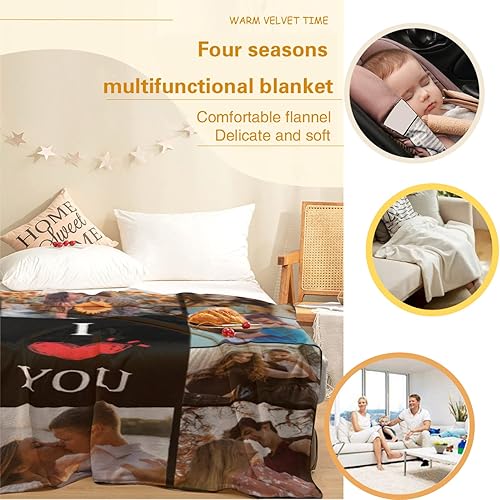 Miniatura 3 de Manta personalizada con texto fotográfico, manta de imagen personalizada para bebé, madre, padre, adultos, amigos, amantes, regalo personalizado,