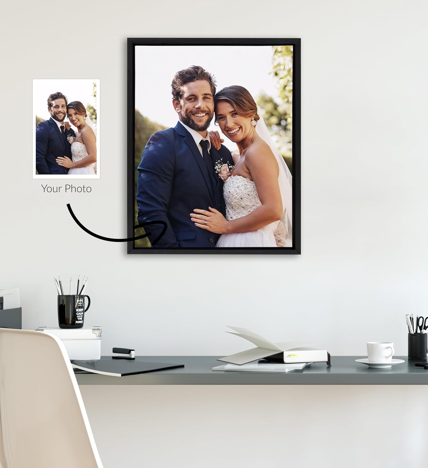 Kate and Laurel Custom Printed Framed Canvas Wall Art, 16x20 Black, Sylvie Personal Canvas Print with Your Photos for Bedroom or Living Room Gallery Wall Decor | Printed and Hand Framed in the USA