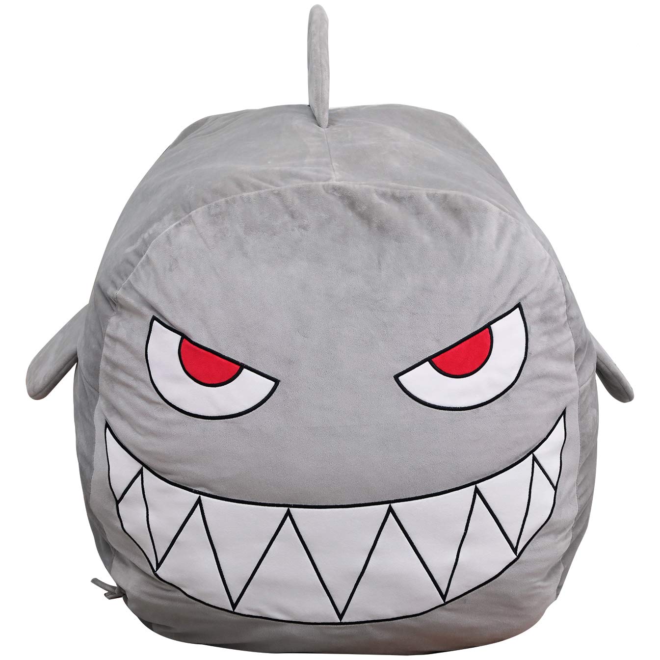 Shark Stuffed Animal Toy Storage Boys Bean Bag Chair Cover Velvet Extra Soft Large Size Storage Stuff Organization Replace Mesh Toy Hammock for Kids