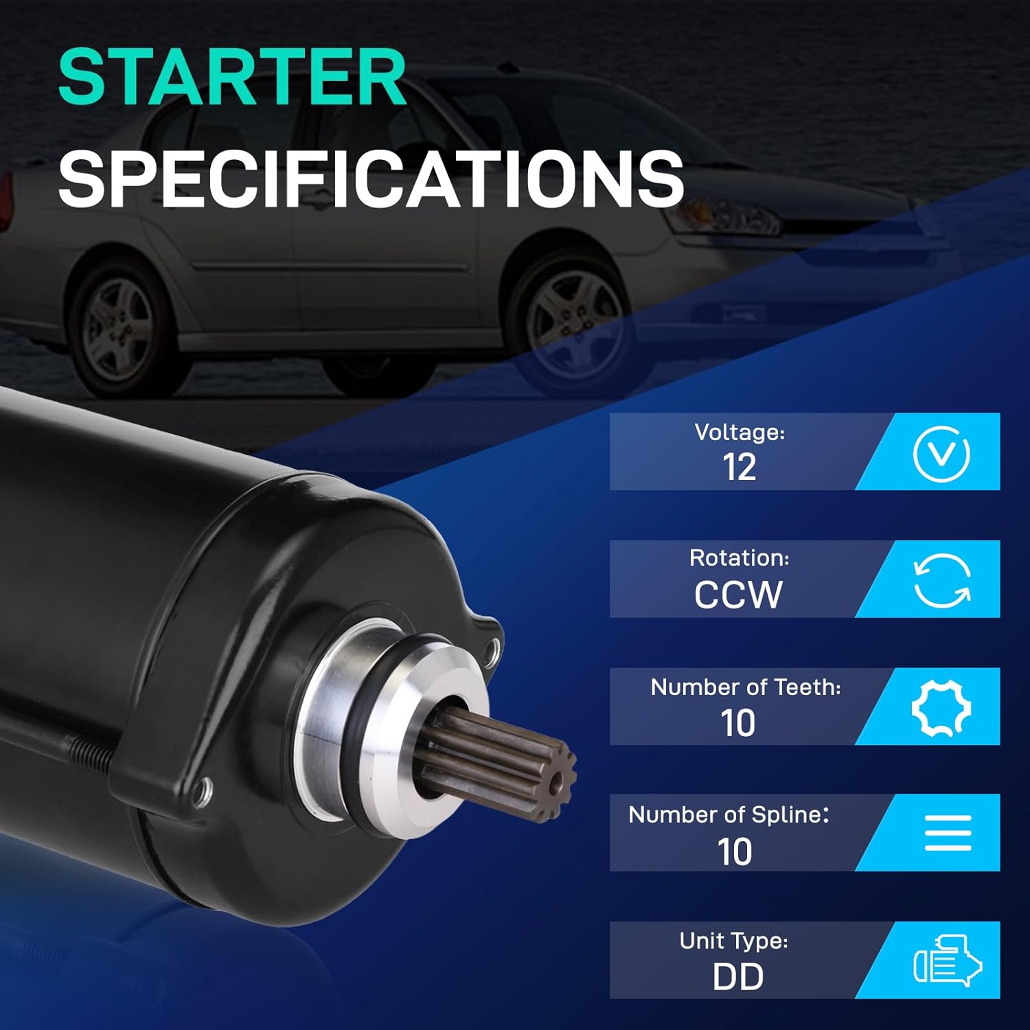 18834N New Starter Compatible with 1999 2000 2001 2002 2003 2004 2005 2006 Fits Kawasaki VN750A Vulcan 750 211631068, 211631263, 211631319, SM13501, SMU0126, 41058048, SMU0183