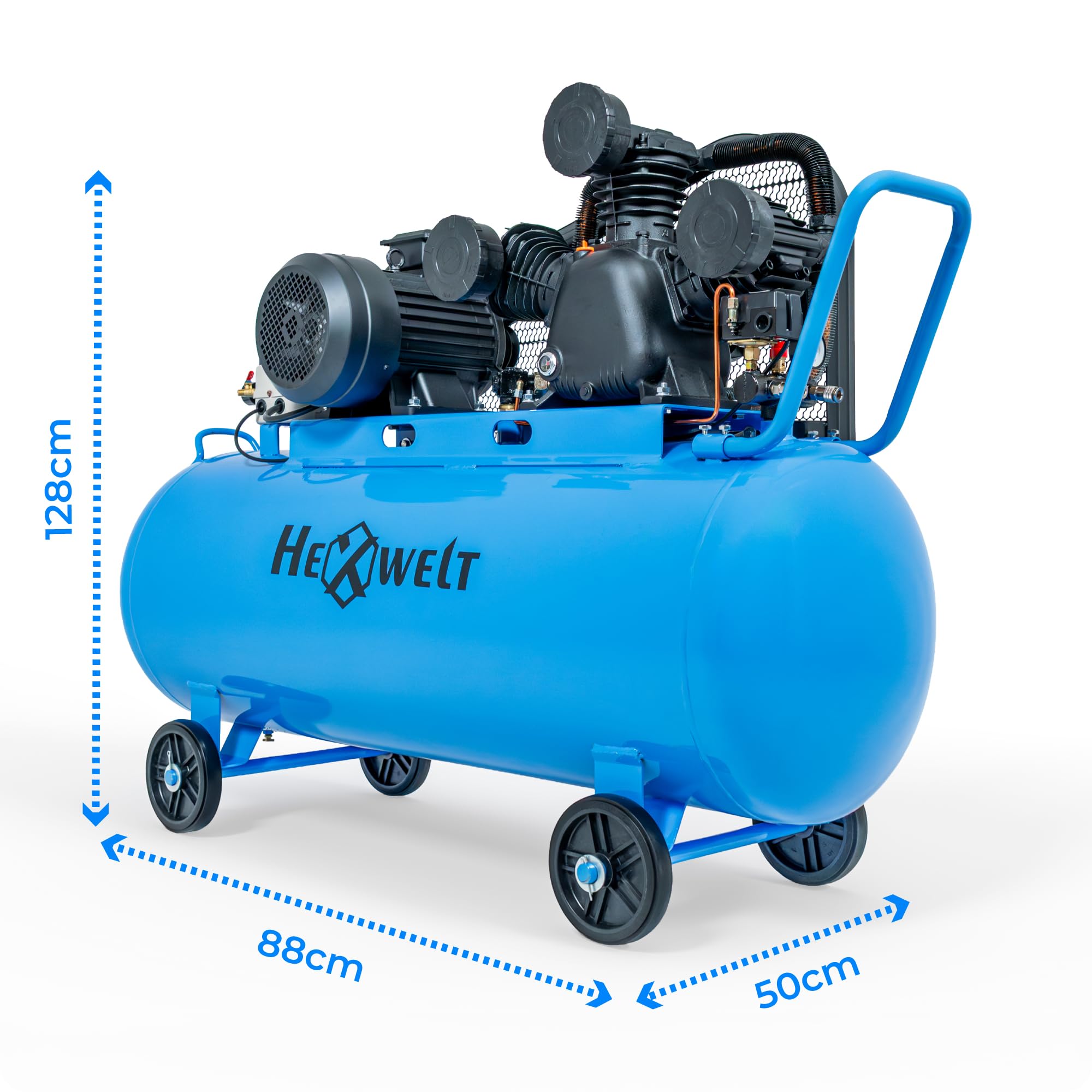 HEXWELT Compressore lubrificato 150 l, 3000 W, 8 bar, 230 V, 3 cilindri