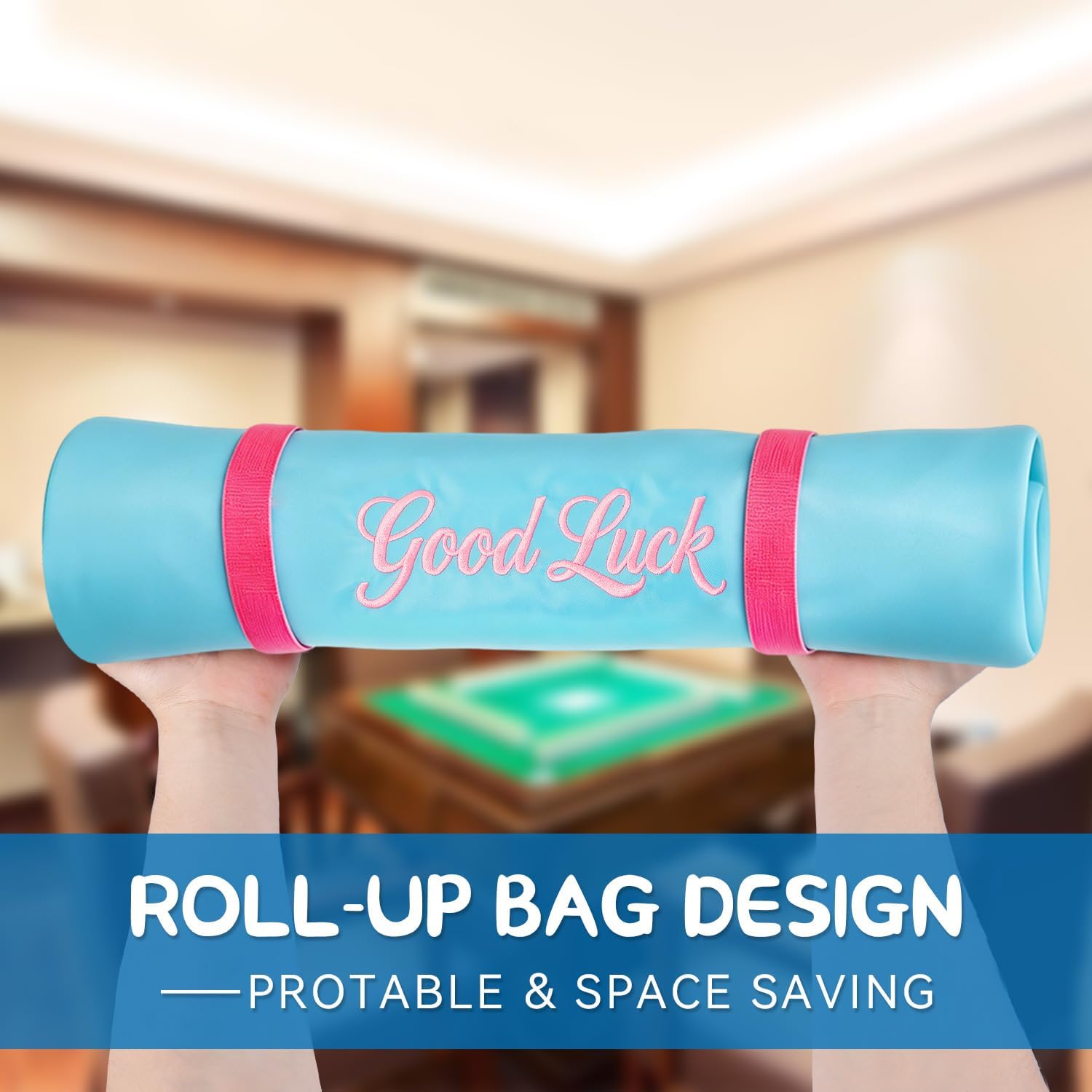Mahjong Rack Bag Fits 4 Mahjong Racks with Pusher, Protective Mahjong Storage Bag Keeps Mahjong Racks Safe and Organized for Travel | Club | Game Night | New Players Gifts, Blue image 2