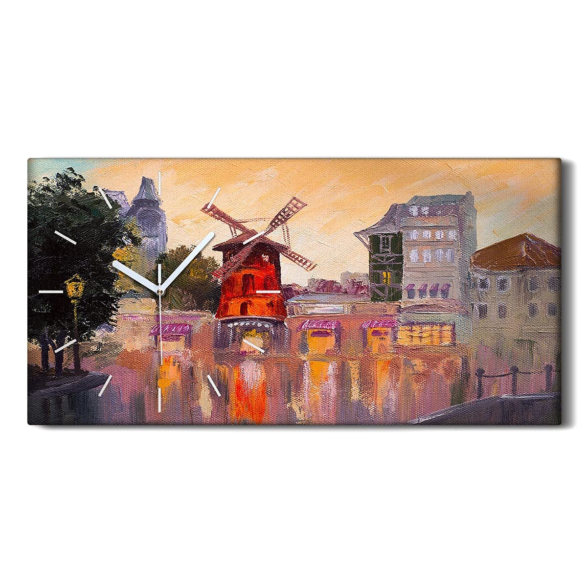 Horloge sur Toile 60x30cm Image Salon Tableau Moderne Cadre Mural