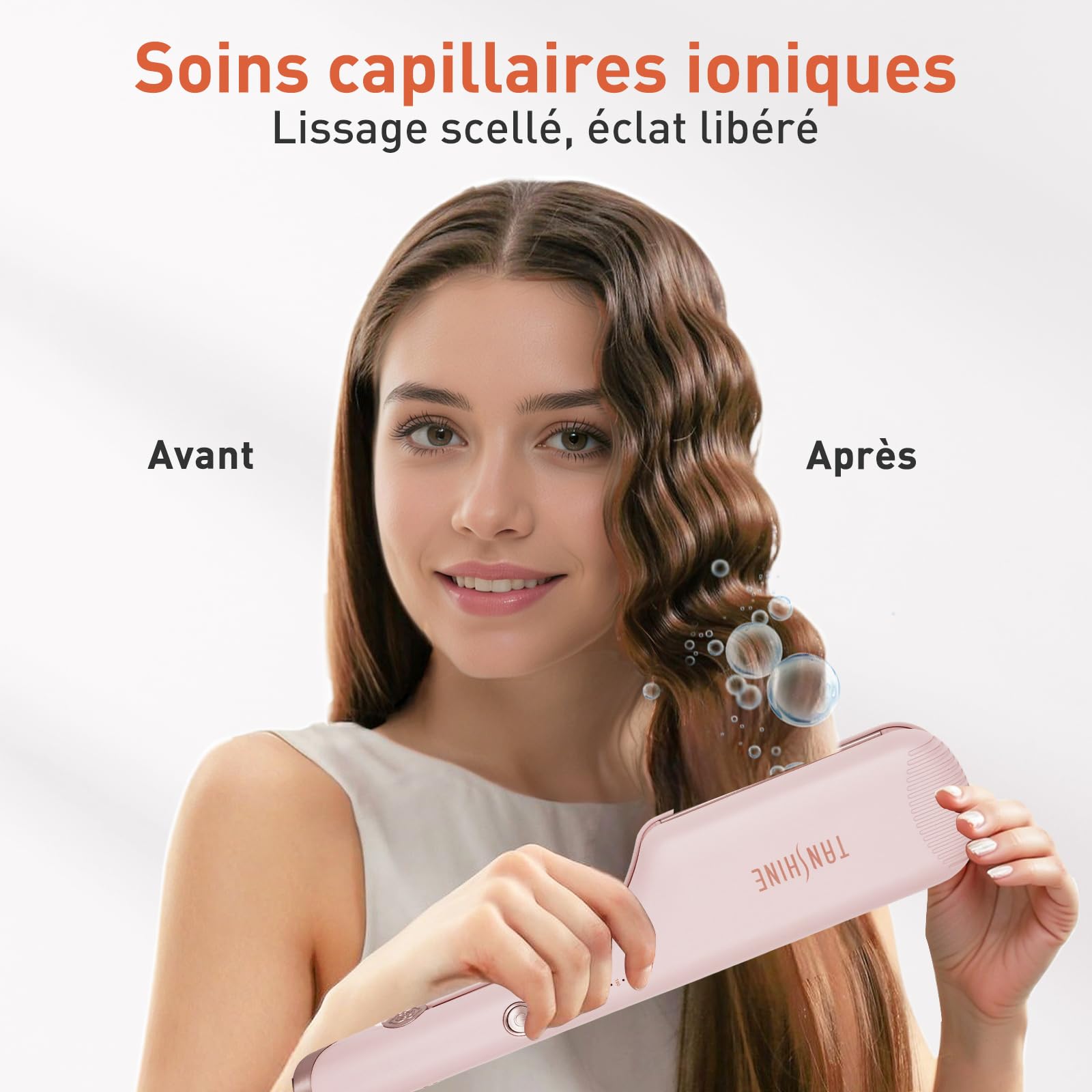 TANSHINE Boucleur a Cheveux, 32mm Mermaid Beach Waver, Fer à Friser Boucler Wavy Avec 5 Températures Réglables, Anti-échaudage pour Les Vagues Profondes Larges,Rose