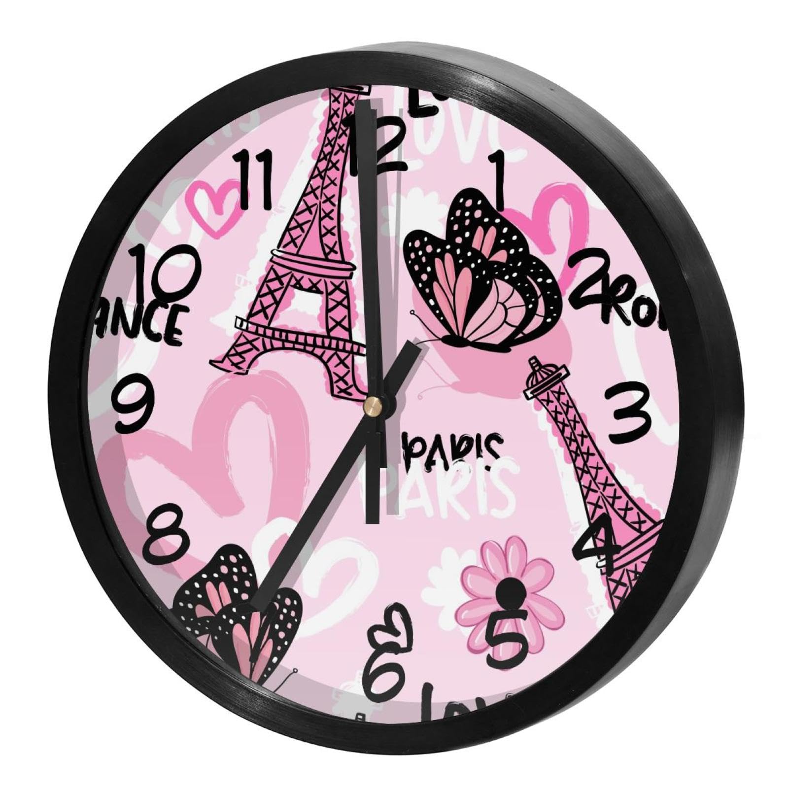 Horloge murale sans tic-tac fleurs et papillons | Mécanisme silencieux pour un sommeil serein