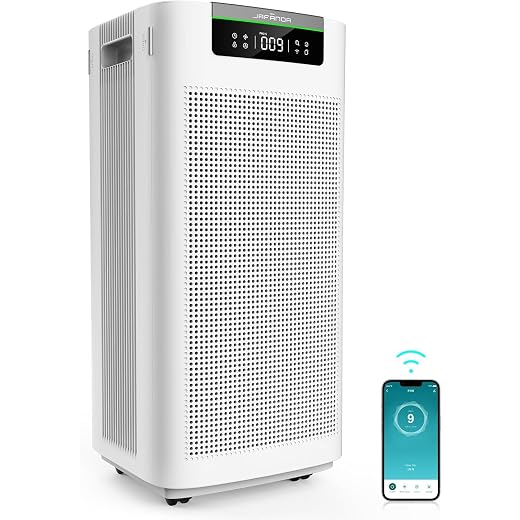JF888 Air Purifier for Home Large Room 3800 ft², APP & Alexa, Ture HEPA Activated Carbon Air Filter, Smart Air Purifiers for Office Large Space