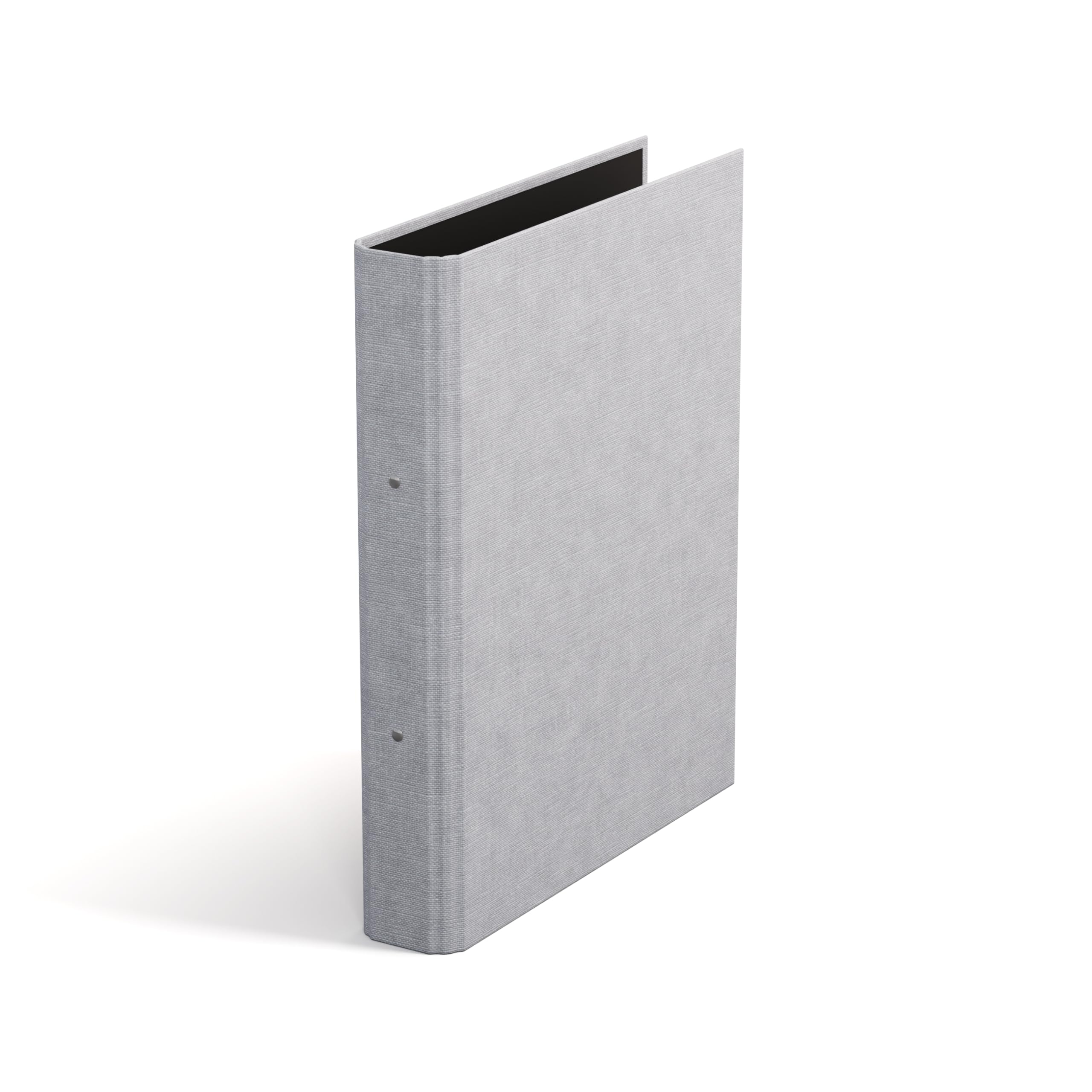 Bigso Box of Sweden Ringo Ring Binder with 2 Rings - Narrow Fibreboard and Paper Folder with Linen Look - Ring Binder for Documents, Transparent Sleeves or Dividers - Light Grey