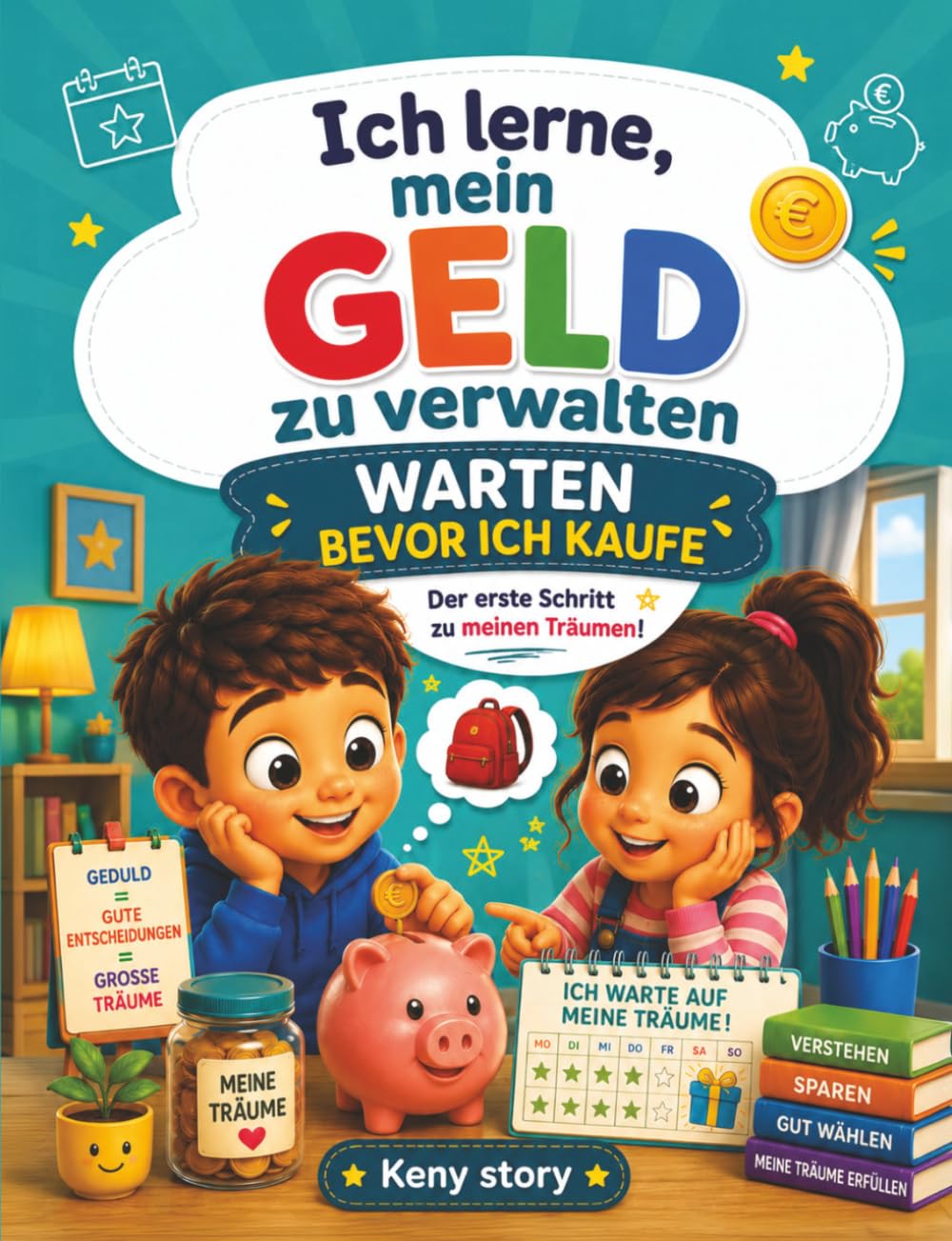 Warten vor dem Kauf: Die wahre Geschichte hinter dem Geheimnis: Geduld, kluge Entscheidungen, Kaufimpulse, Werbung, Wünsche, Geld sparen, Taschengeld, Quiz und Ausmalbilder für Kinder