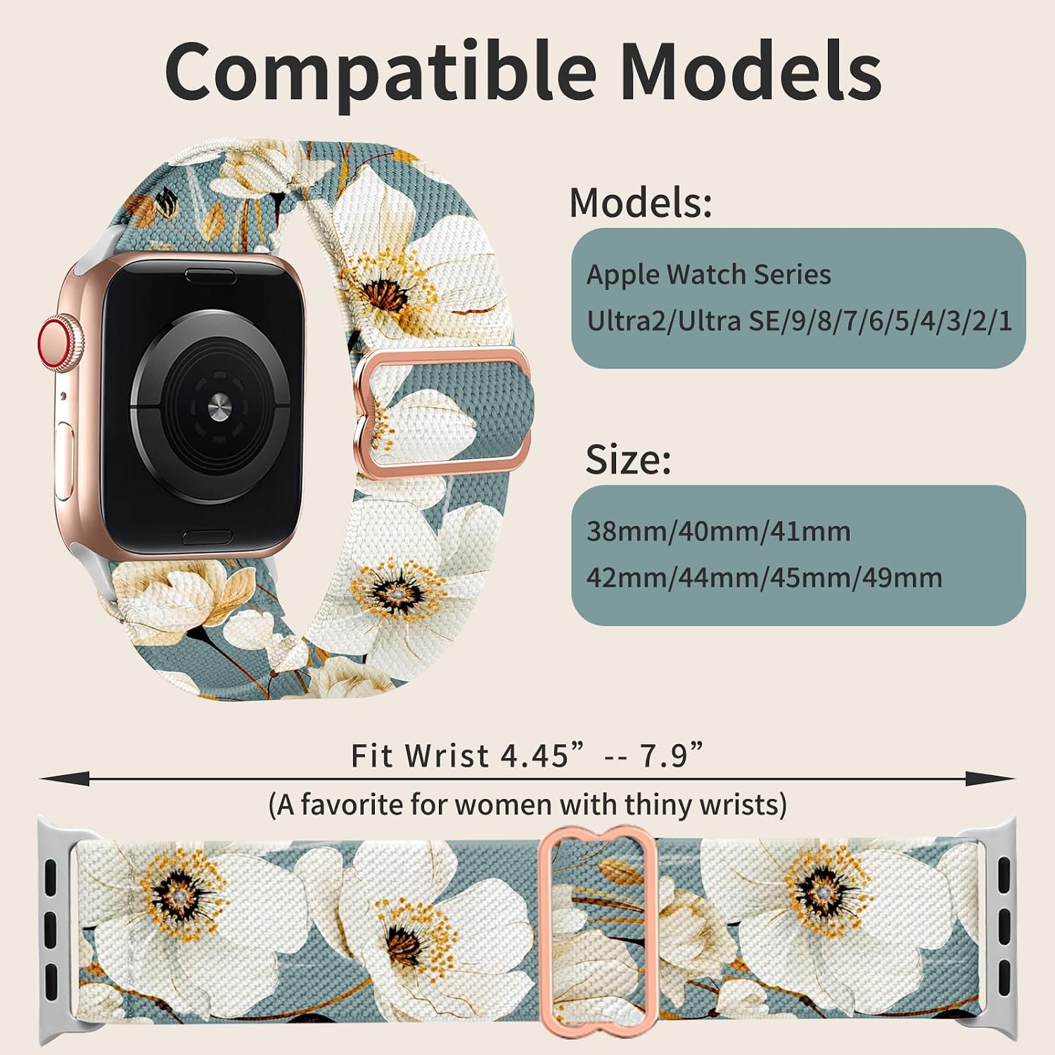 Stretchy Band Compatible with Apple Watch 38mm 40mm 41mm 42mm 44mm 45mm 49mm for Women,Gradient Color Nylon Adjustable Straps for iWatch Series 9 8 7 6 SE 5 4 3 2 1 Ultra Ultra 2 image 5